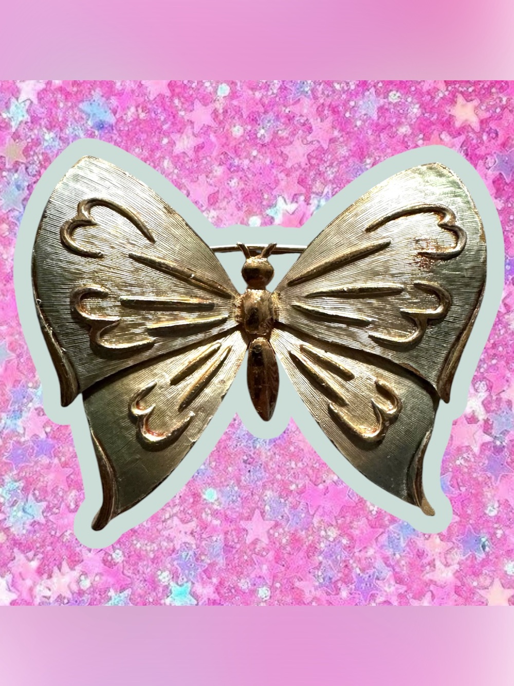 Vintage 1960s Pastelli signed butterfly brooch jewelry Monet trifari avon 50s - Picture 2 of 5